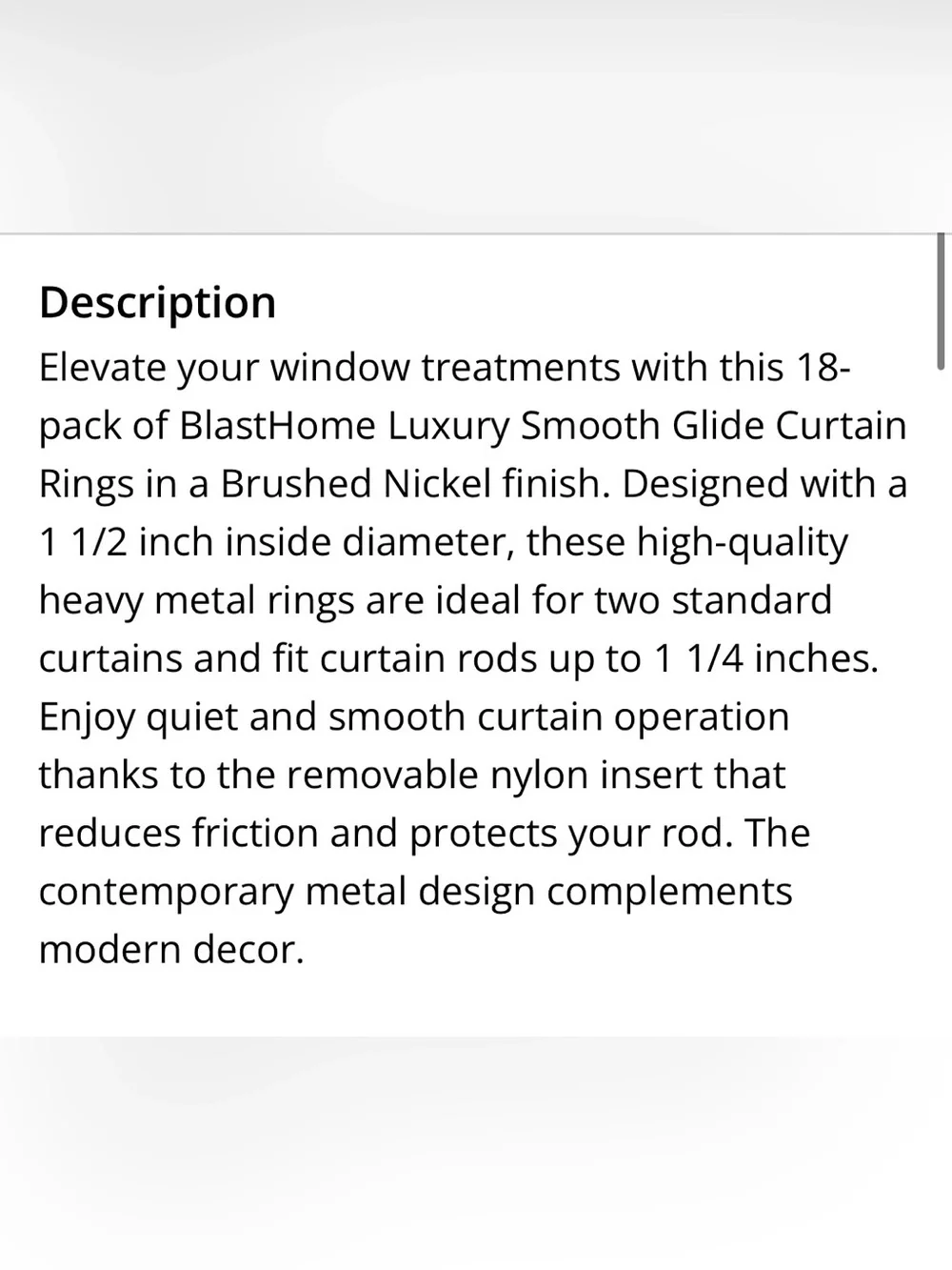Heavy Duty Curtain Rings - BRUSHED NICKEL (18-pack)